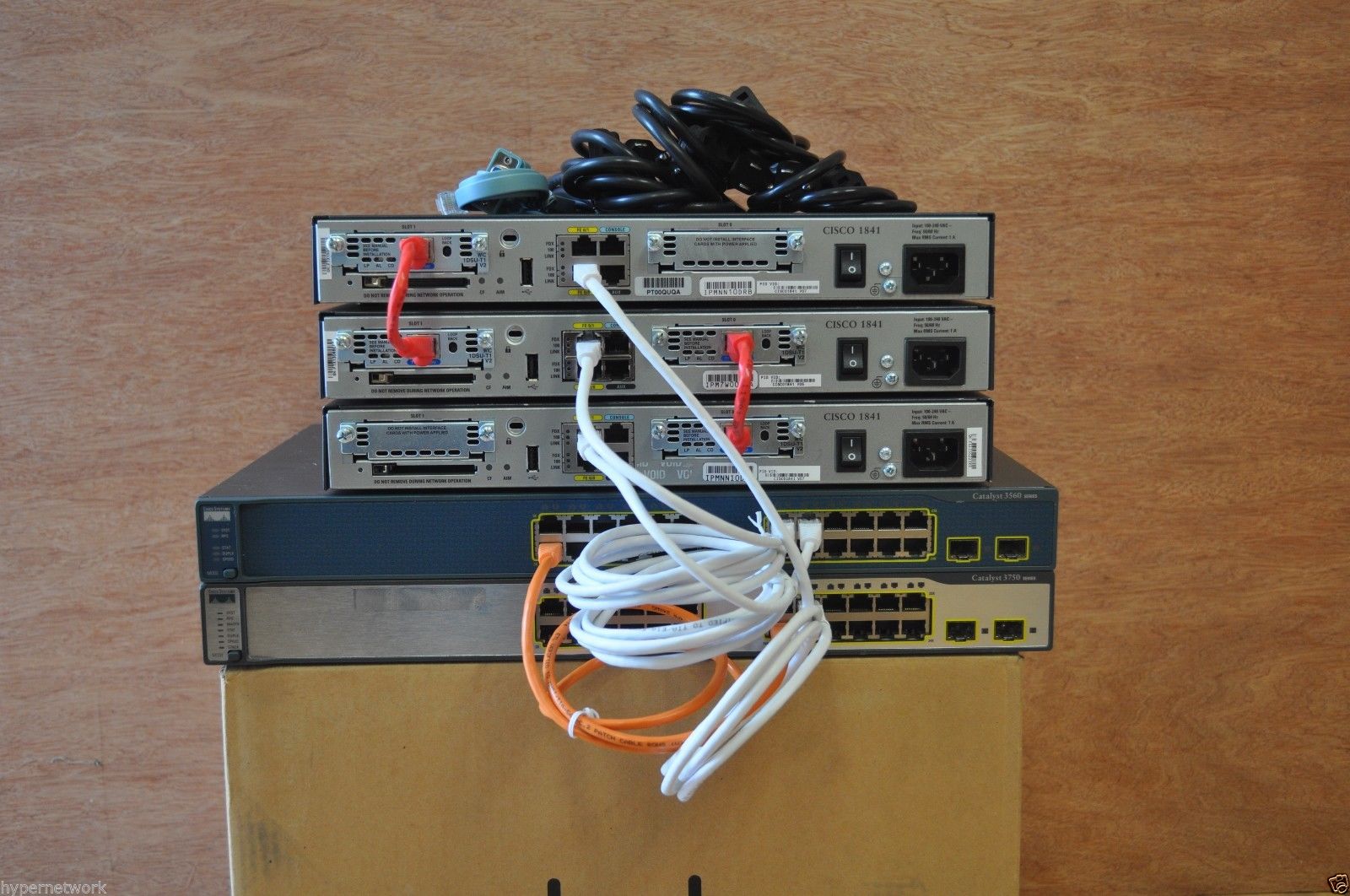 Real Basic CCNA CCENT CCNP home lab kit  3x Cisco 1841 with Modules & Ca 